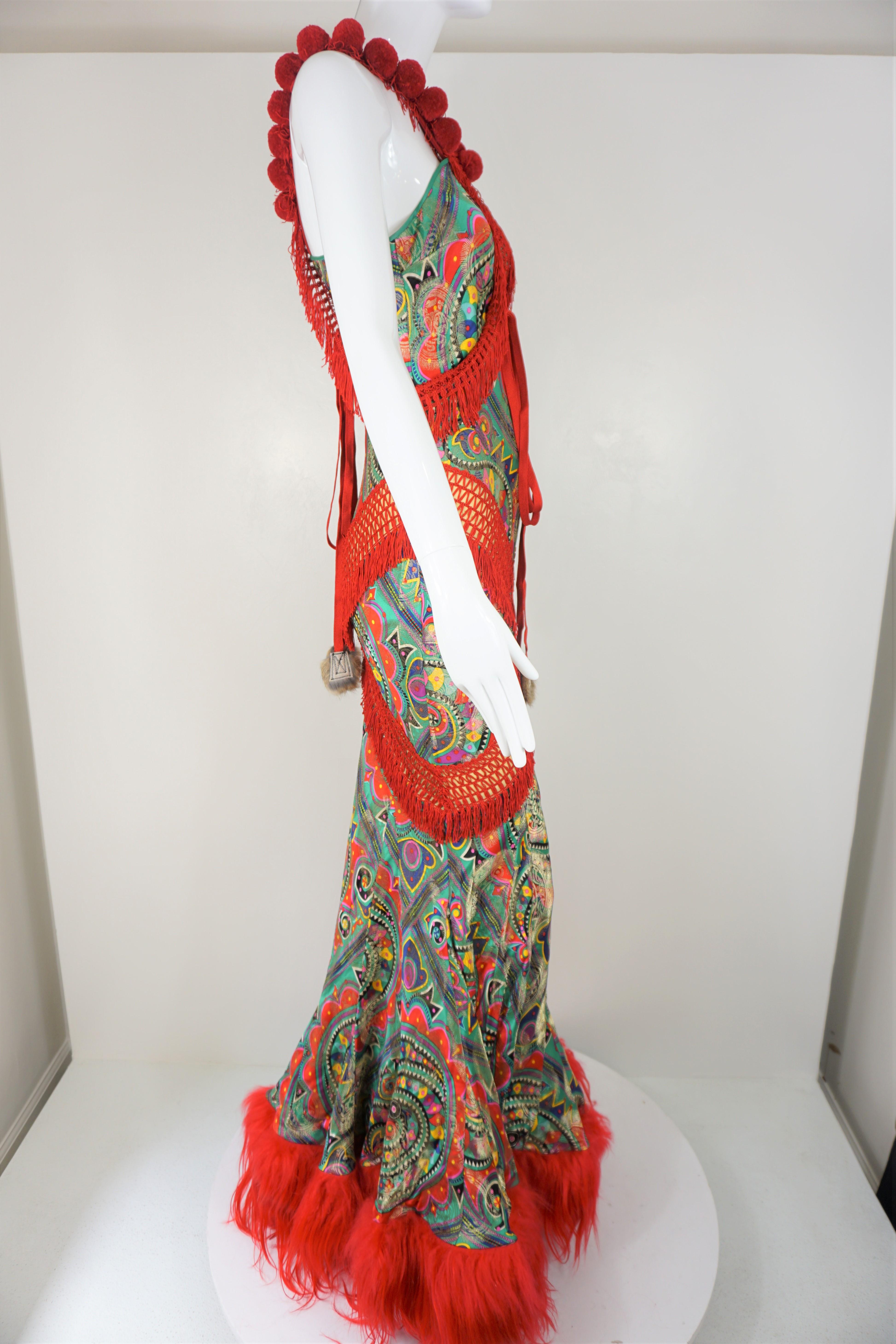 John Galliano Ethnographic Damask Print Runway Gown With Jacket Size 38/6, 2002 For Sale 5