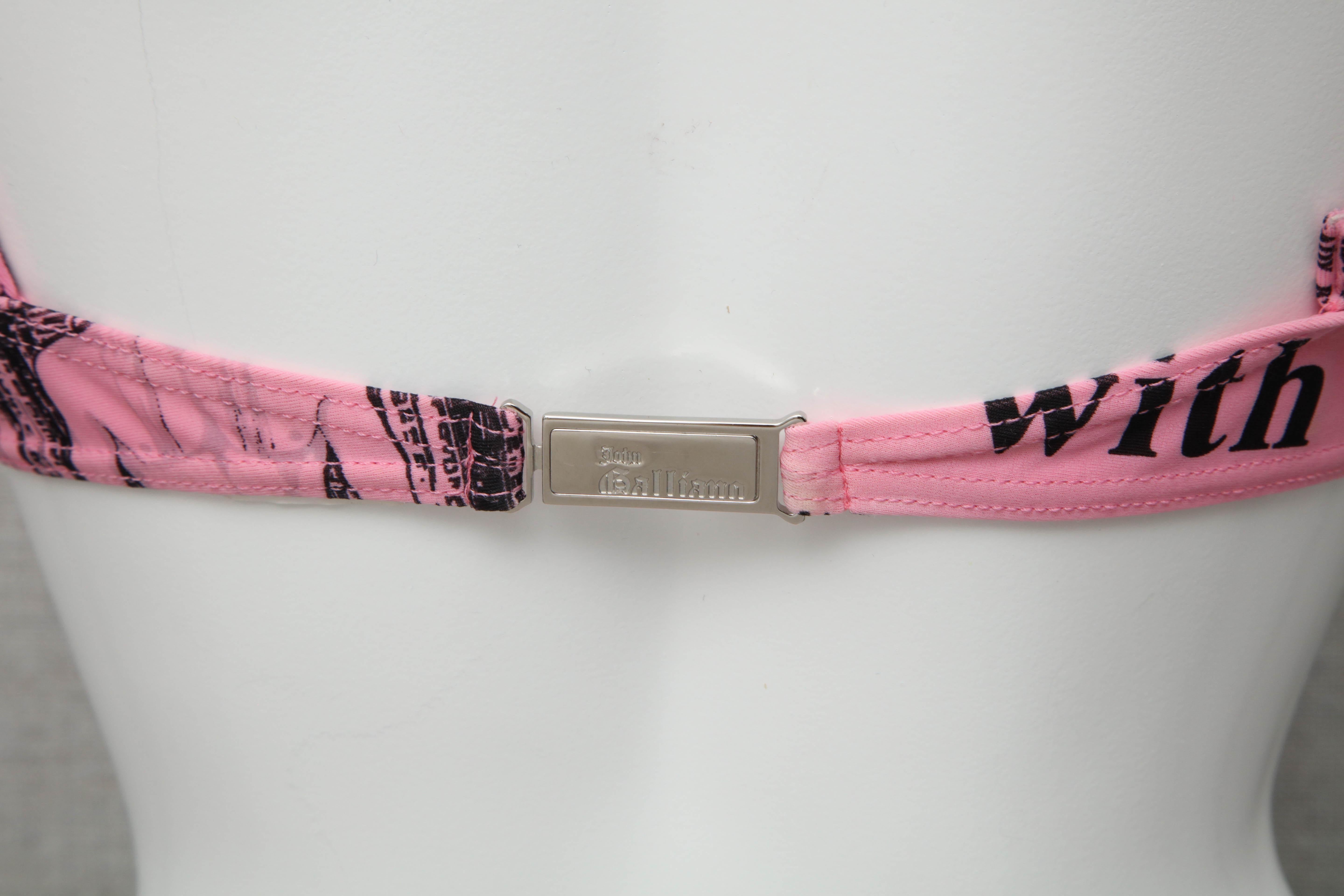 John Galliano Extremely Rare Iconic Pink Newspaper Print Bikini 2