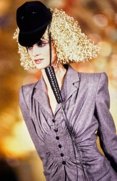 JOHN GALLIANO F/W 1997 "Suzy Sphinx" Ruched Black 1940s Inspired Suit