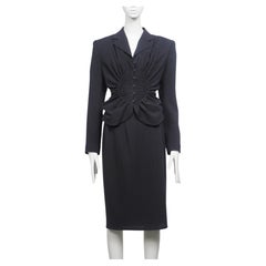 JOHN GALLIANO F/W 1997 "Suzy Sphinx" Ruched Black 1940s Inspired Suit