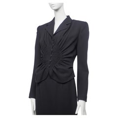 JOHN GALLIANO F/W 1997 "Suzy Sphinx" Ruched Black 1940s Inspired Suit