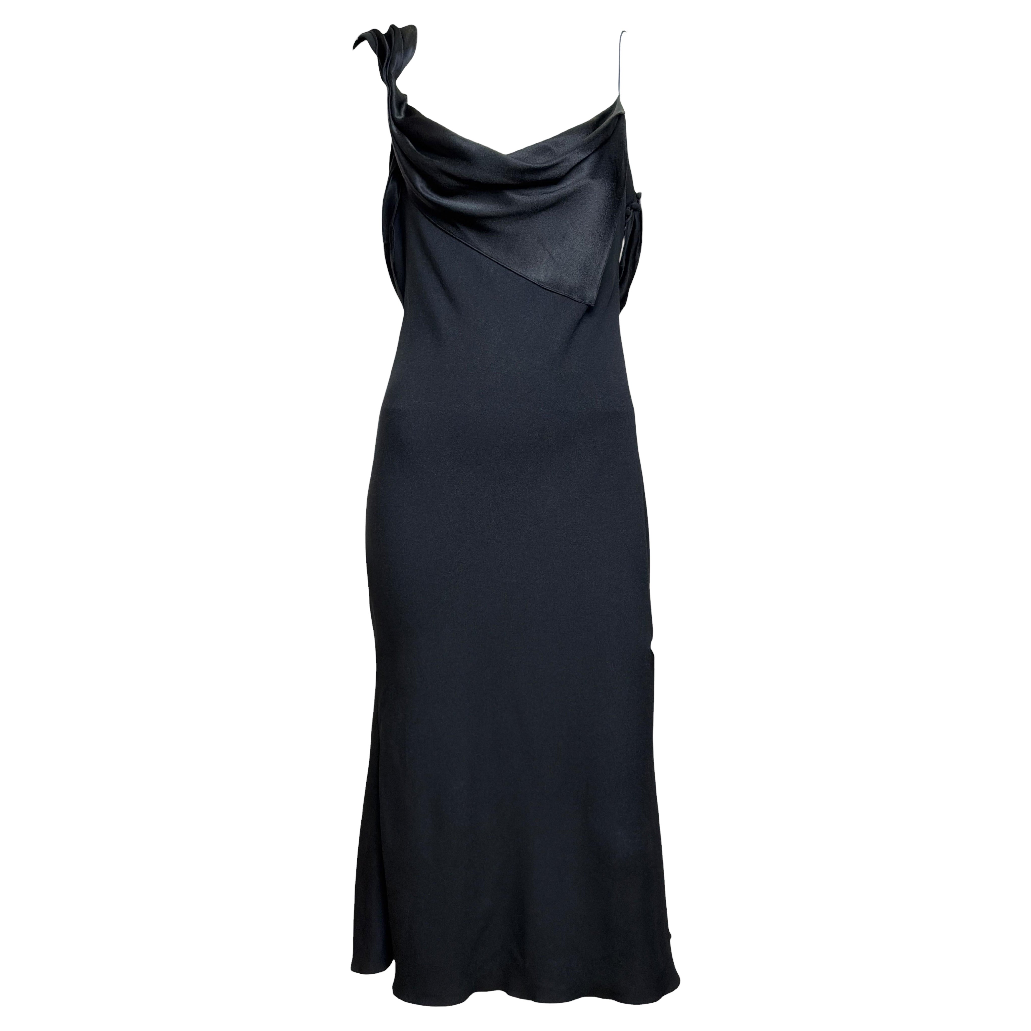 John Galliano F/W 1999 Black Satin Bias-cut Evening Slip Dress im Angebot