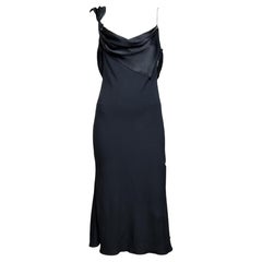 John Galliano F/W 1999 Black Satin Bias-cut Evening Slip Dress