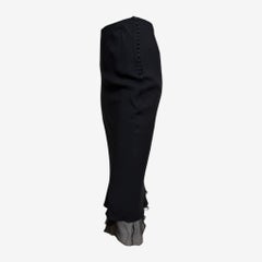 John Galliano F/W 2000 Black Button-Detailed Chiffon-Hem Midi Skirt
