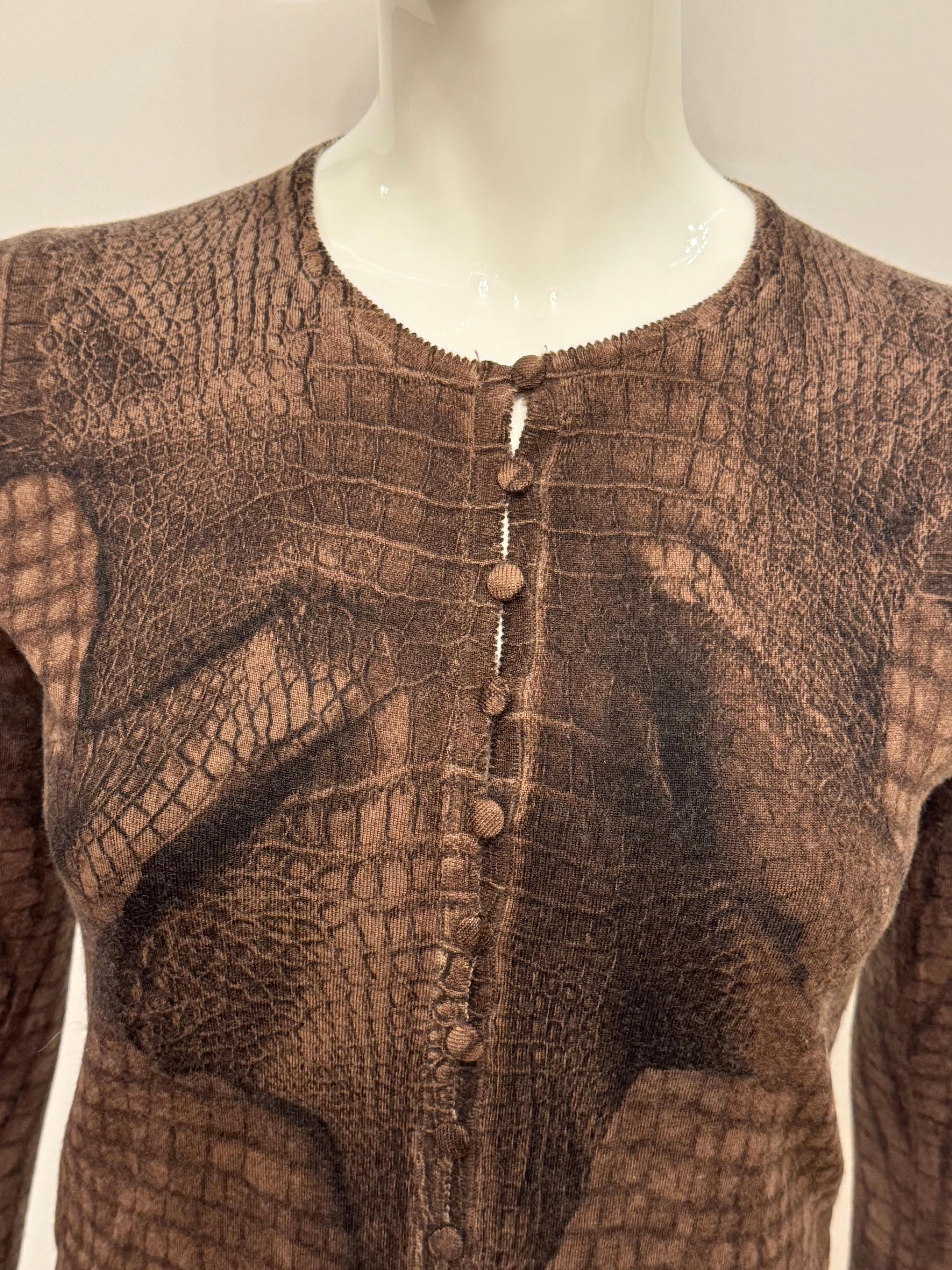 Femenino o masculino Conjunto de gemelos de cachemira con estampado de cocodrilo John Galliano F/W 2000 en venta