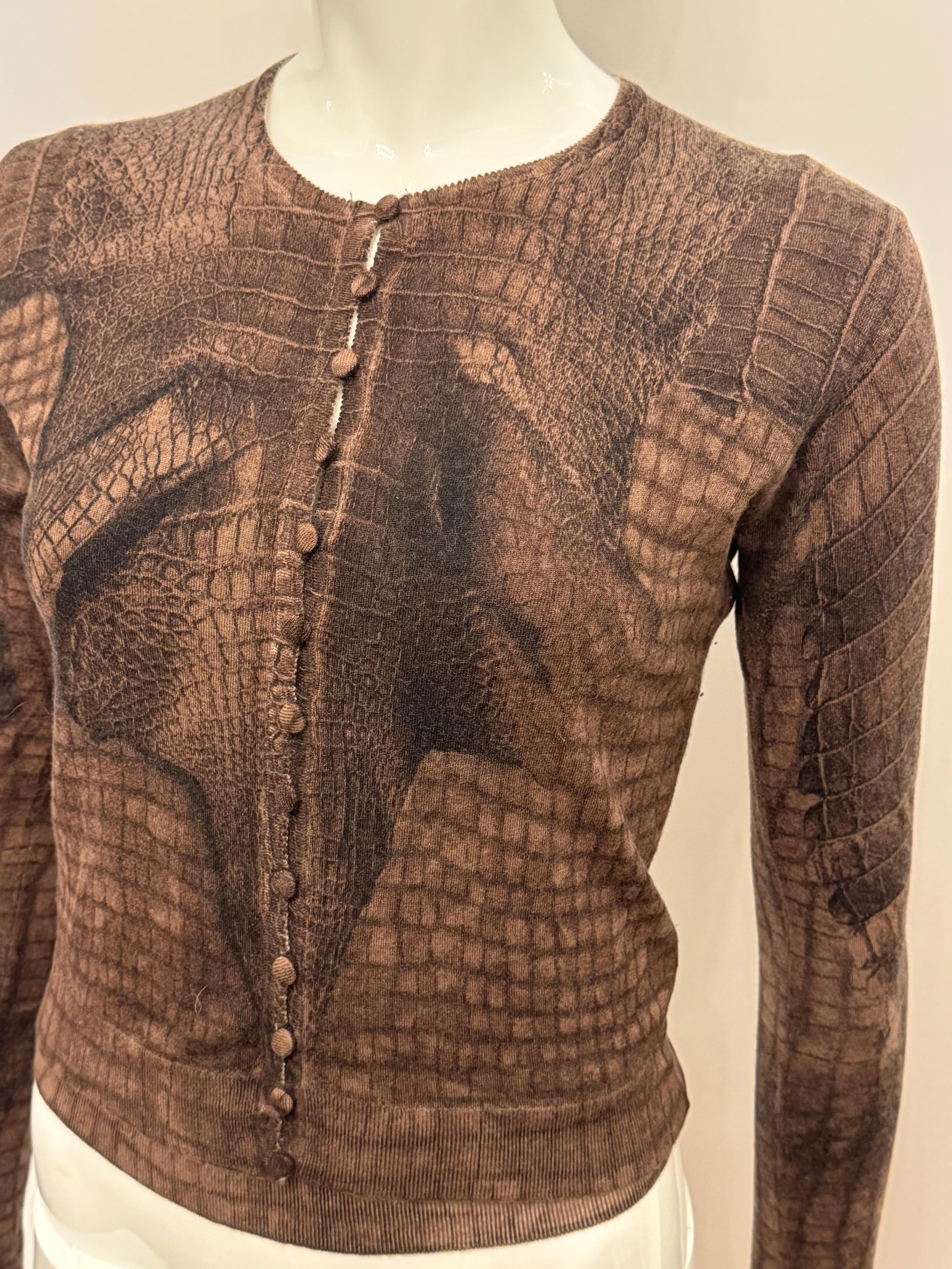Conjunto de gemelos de cachemira con estampado de cocodrilo John Galliano F/W 2000 en venta 1
