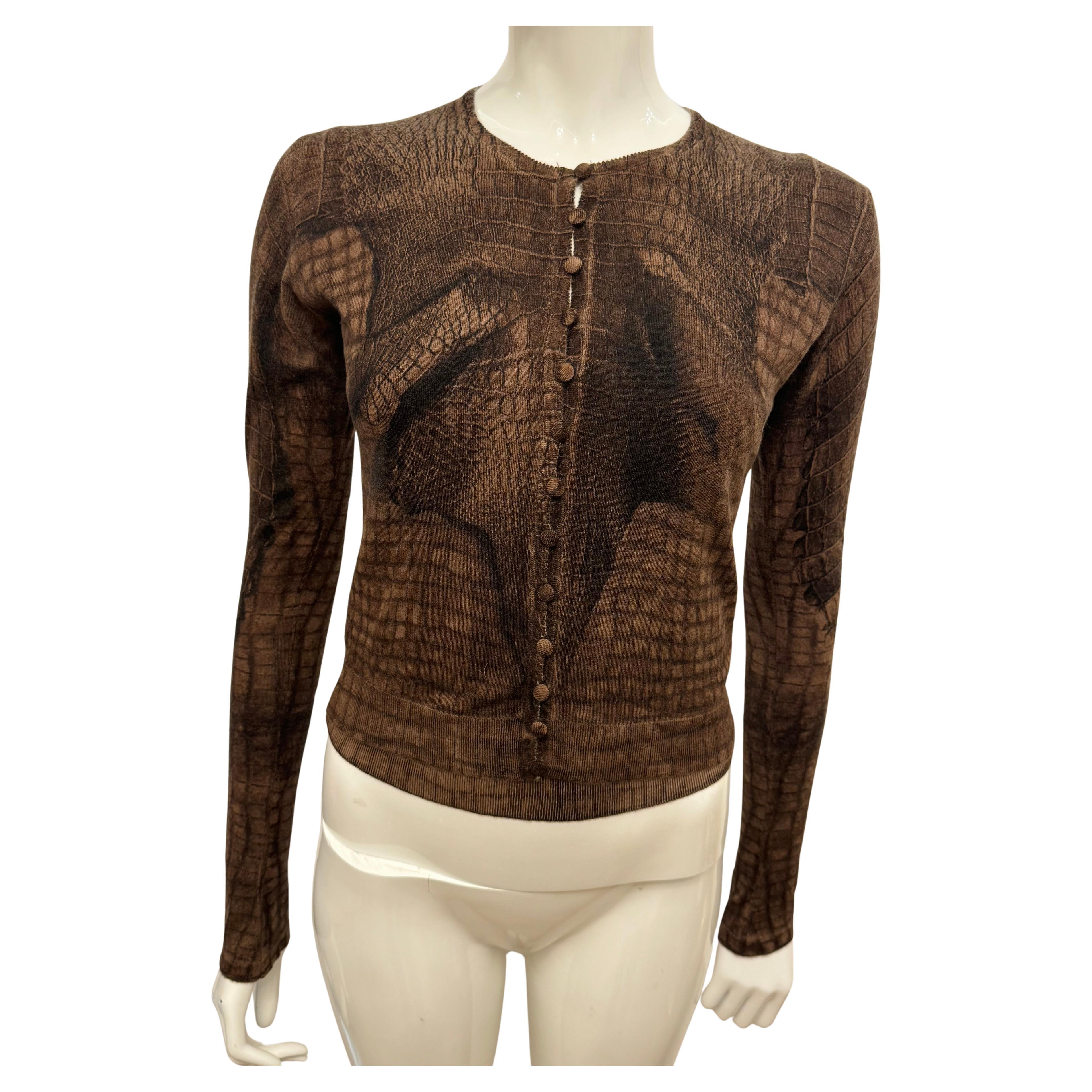 Conjunto de gemelos de cachemira con estampado de cocodrilo John Galliano F/W 2000 en venta