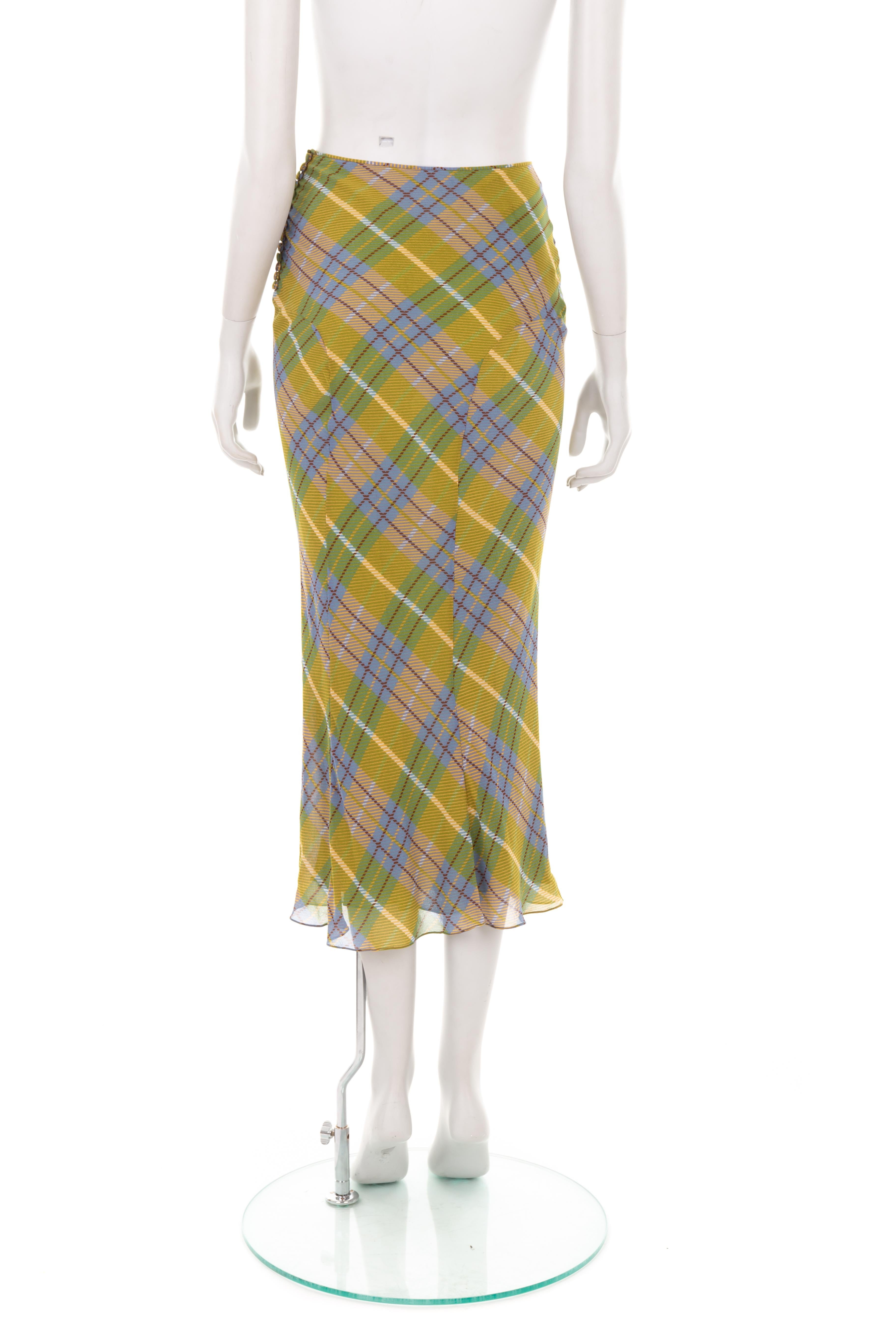 John Galliano F/W 2000 checkered bias cut silk skirt In Excellent Condition For Sale In Rome, IT