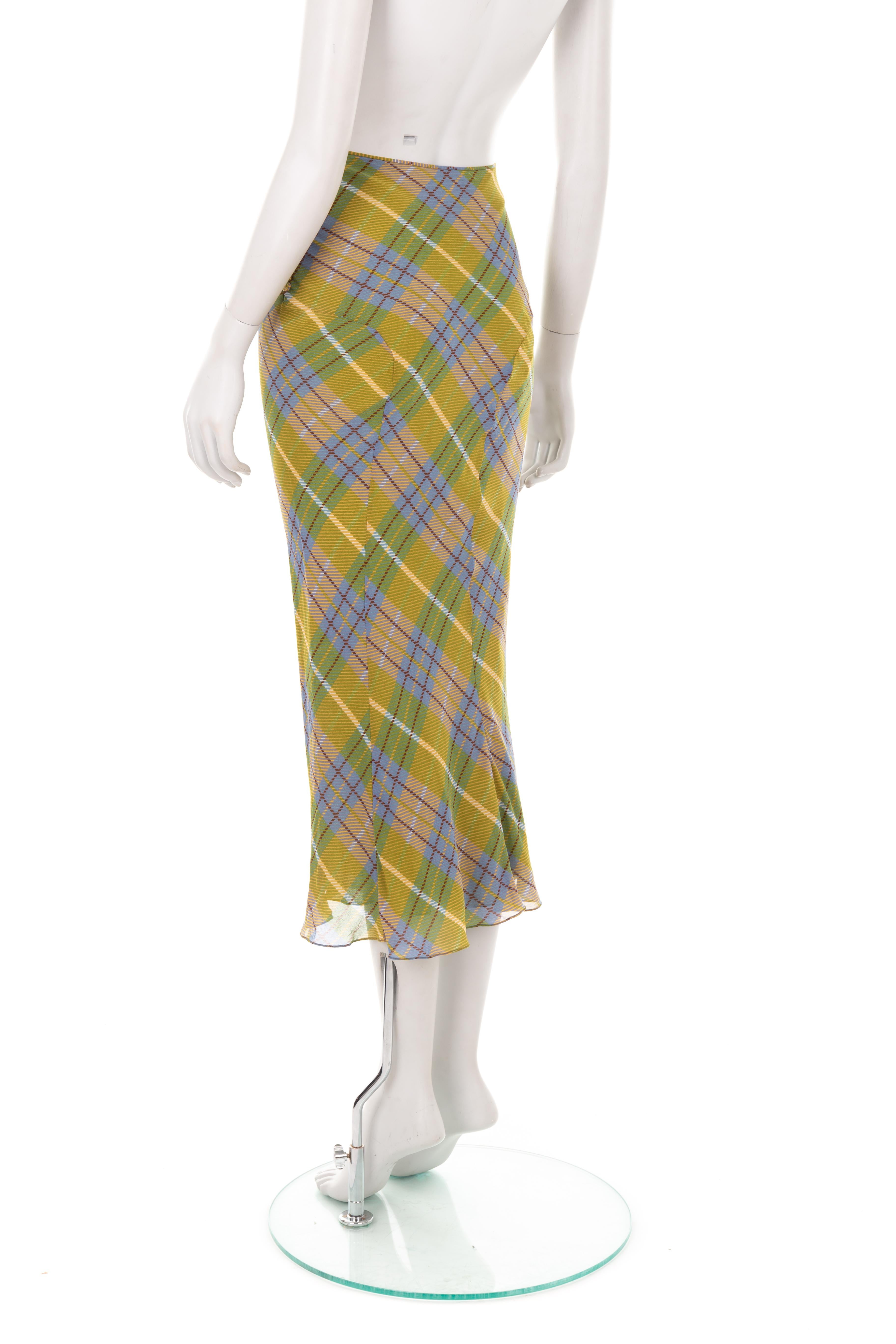 Women's John Galliano F/W 2000 checkered bias cut silk skirt For Sale