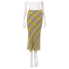 Vintage John Galliano F/W 2000 checkered bias cut silk skirt