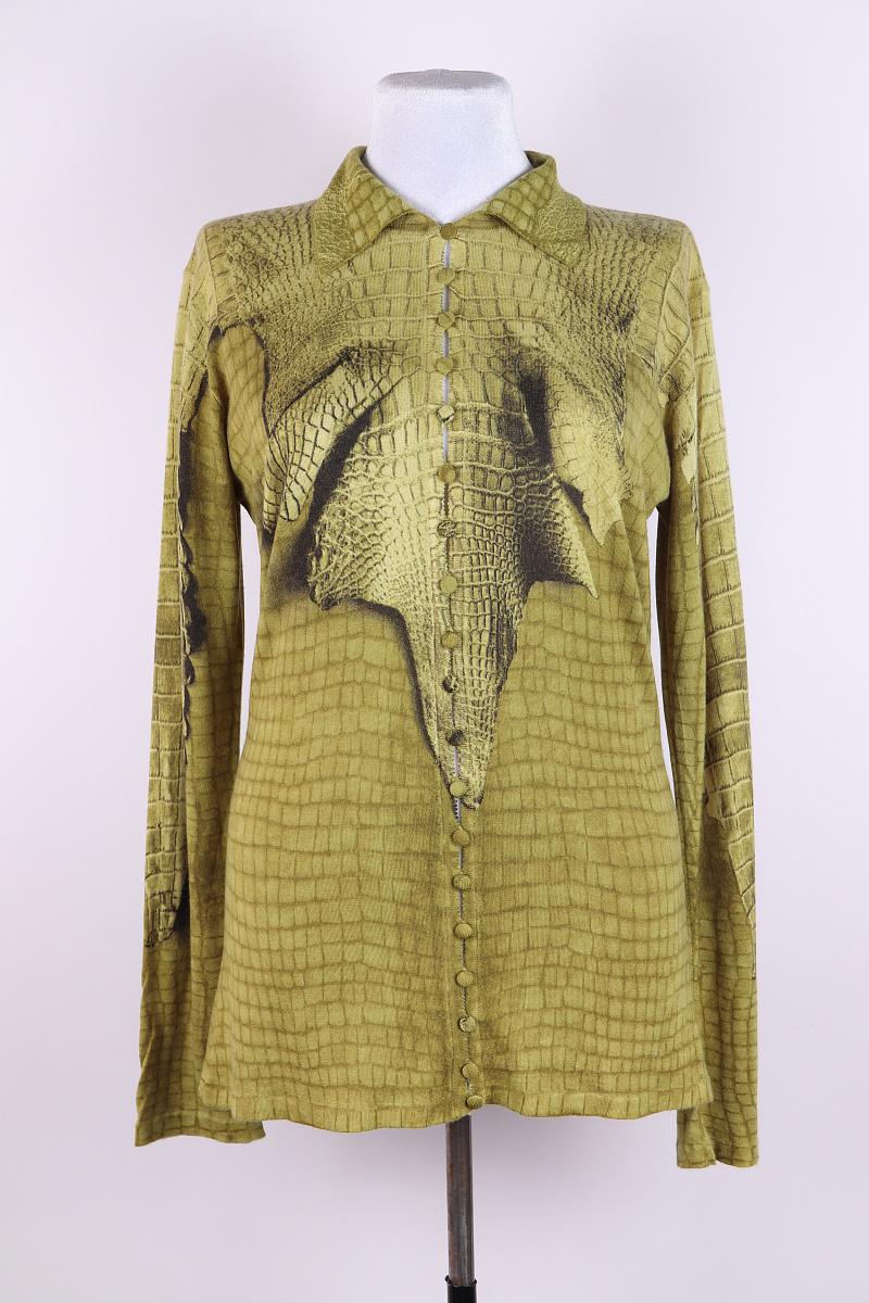 John Galliano F/W 2000 Strickjacke mit Krokodilmuster im Angebot 5