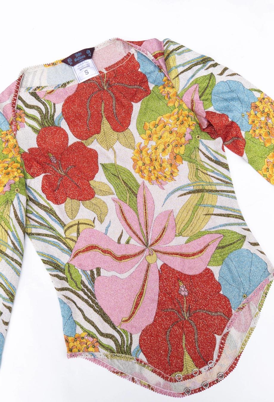 John Galliano F/W 2000 Lurex Floral Top Sz IT40 (Beige) im Angebot