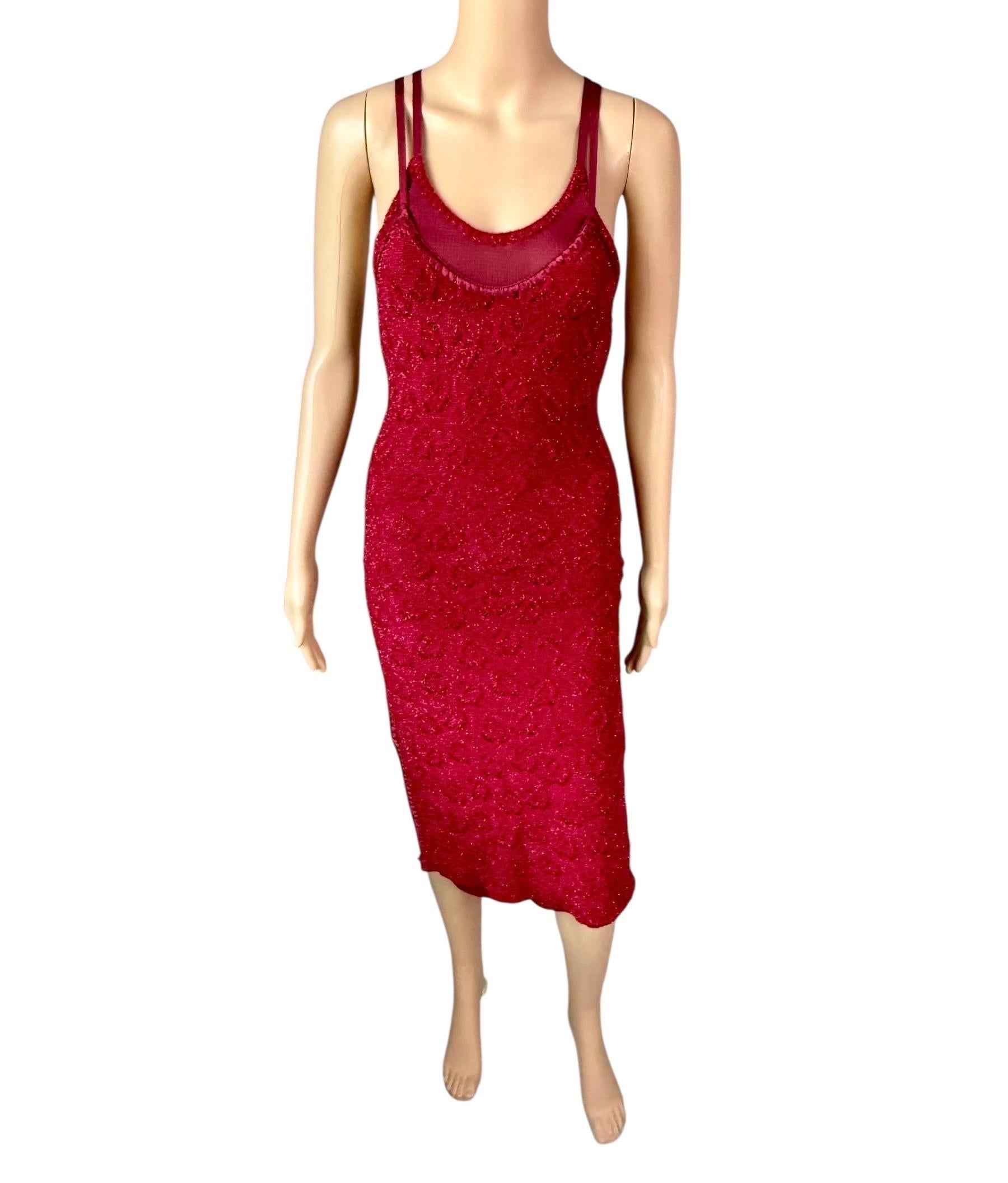 John Galliano F/W 2000 Offener Metallic-Slip Bodycon Midikleid im Angebot 5