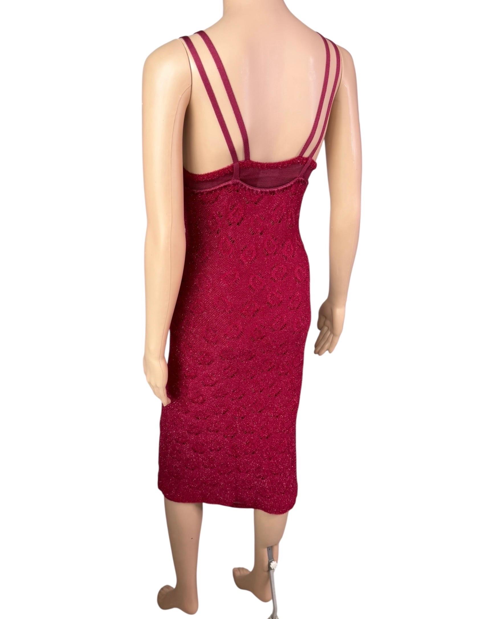 John Galliano F/W 2000 Offener Metallic-Slip Bodycon Midikleid im Angebot 6