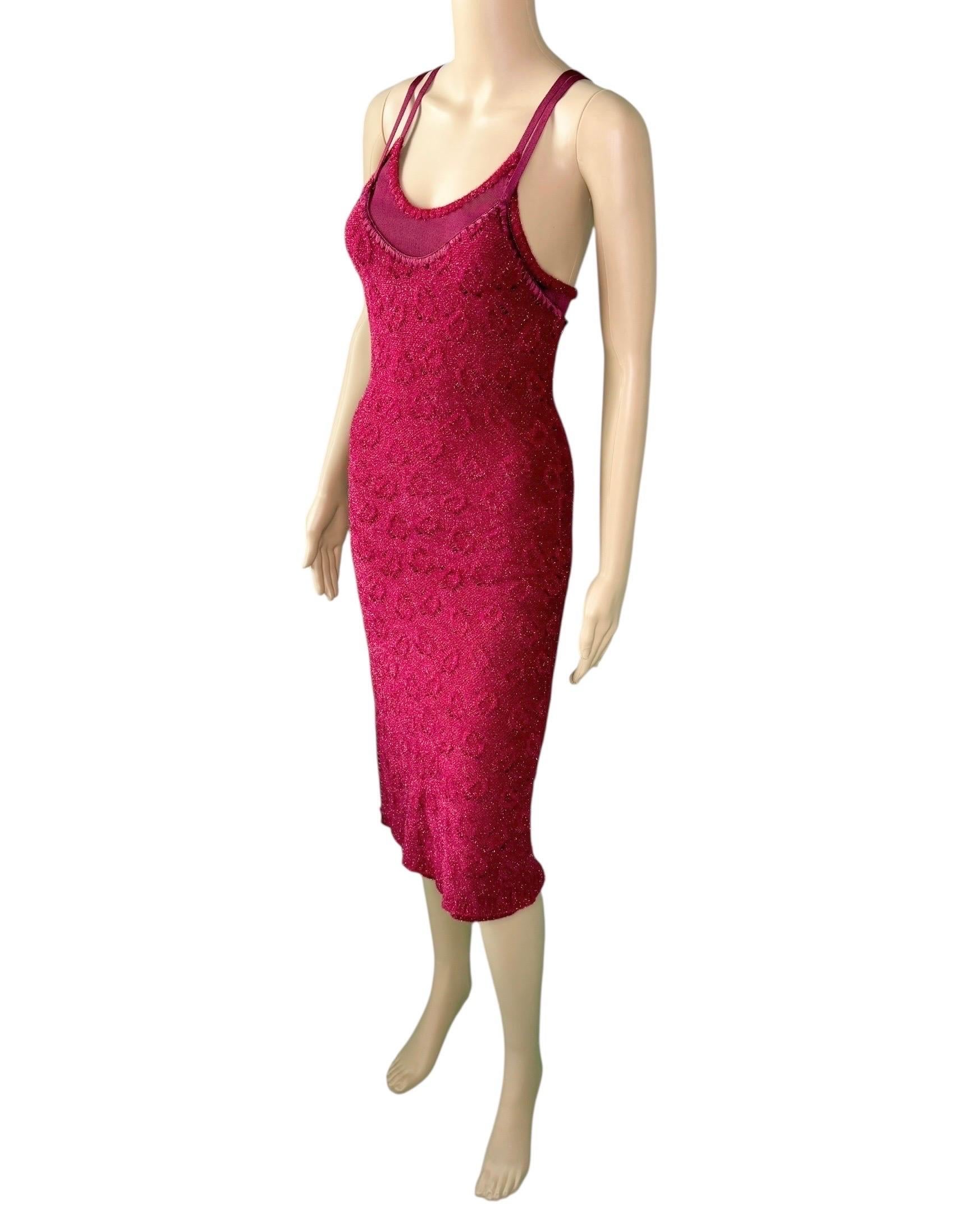 John Galliano F/W 2000 Offener Metallic-Slip Bodycon Midikleid im Angebot 7