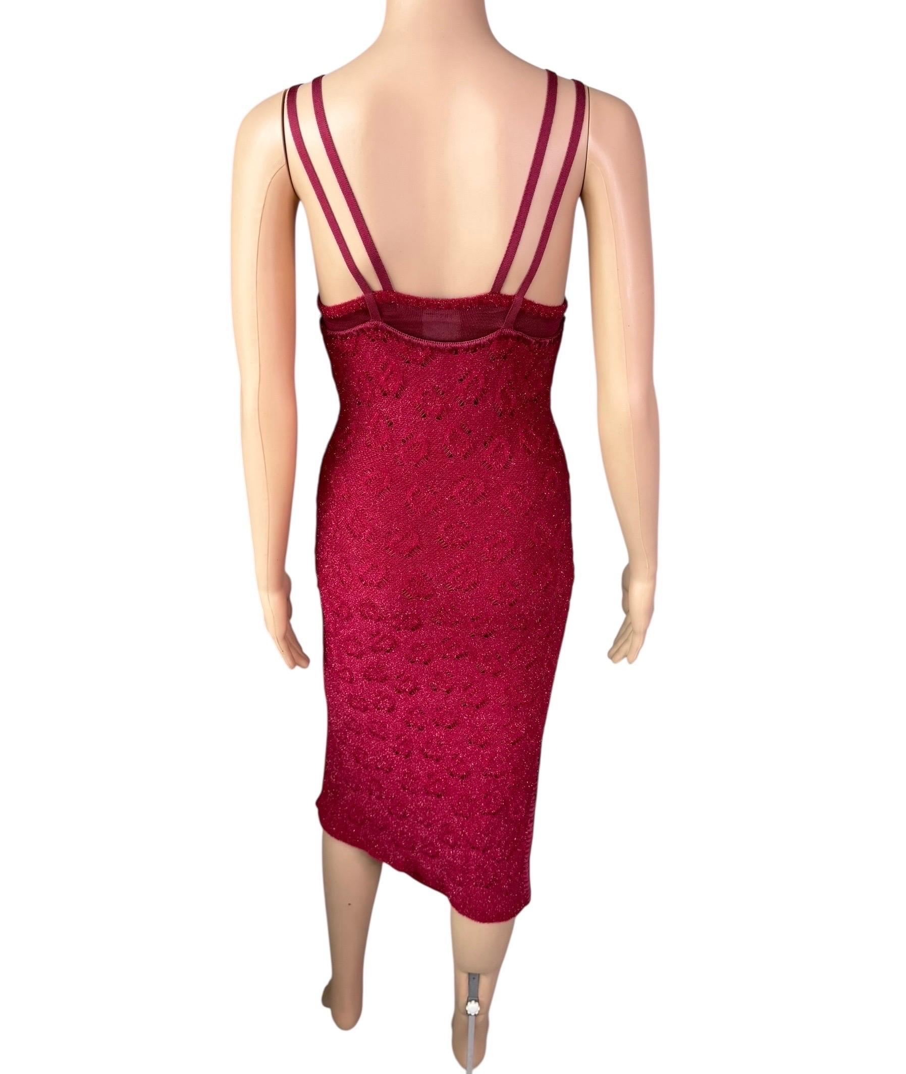 John Galliano F/W 2000 Offener Metallic-Slip Bodycon Midikleid im Angebot 8