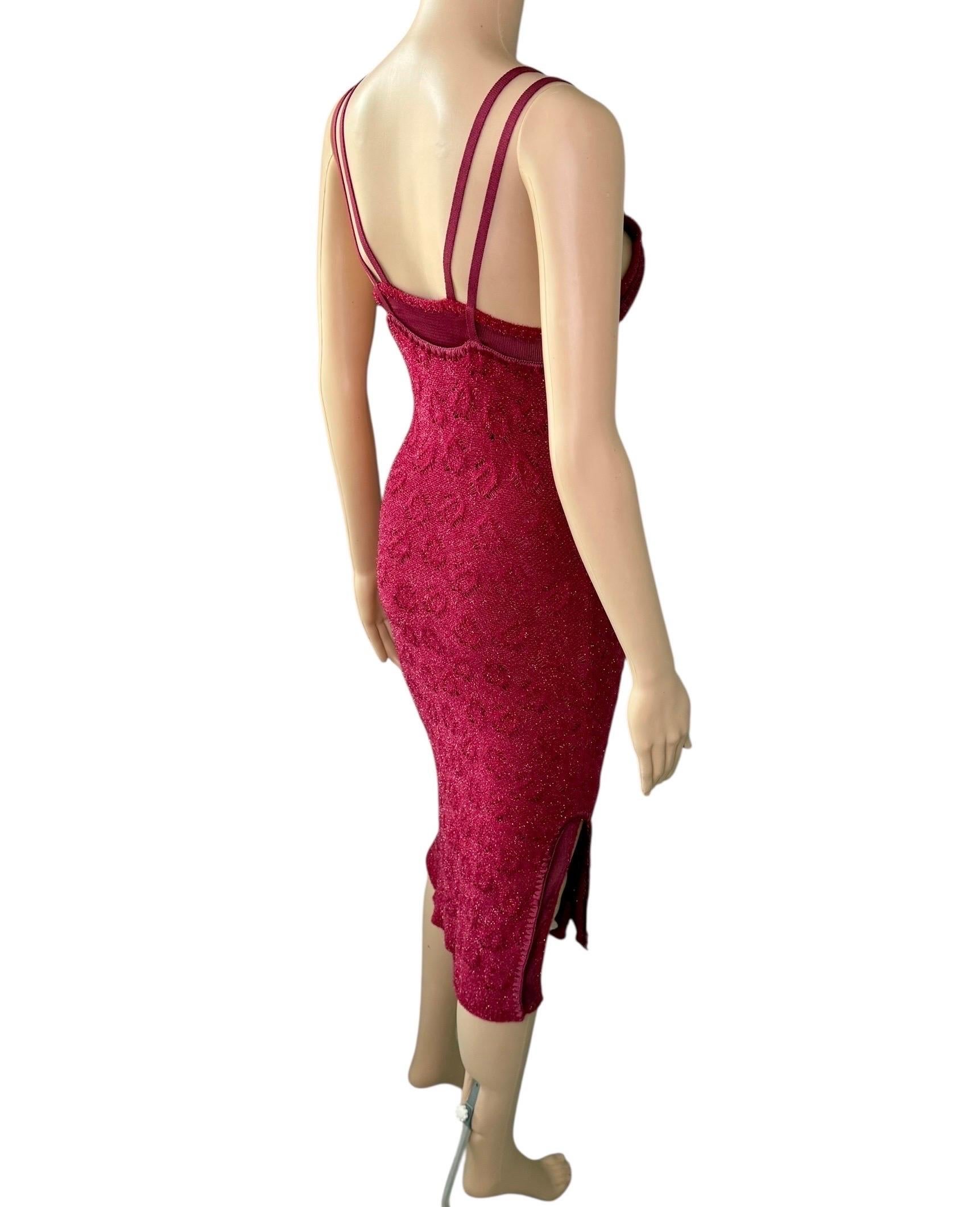 John Galliano F/W 2000 Offener Metallic-Slip Bodycon Midikleid im Angebot 9