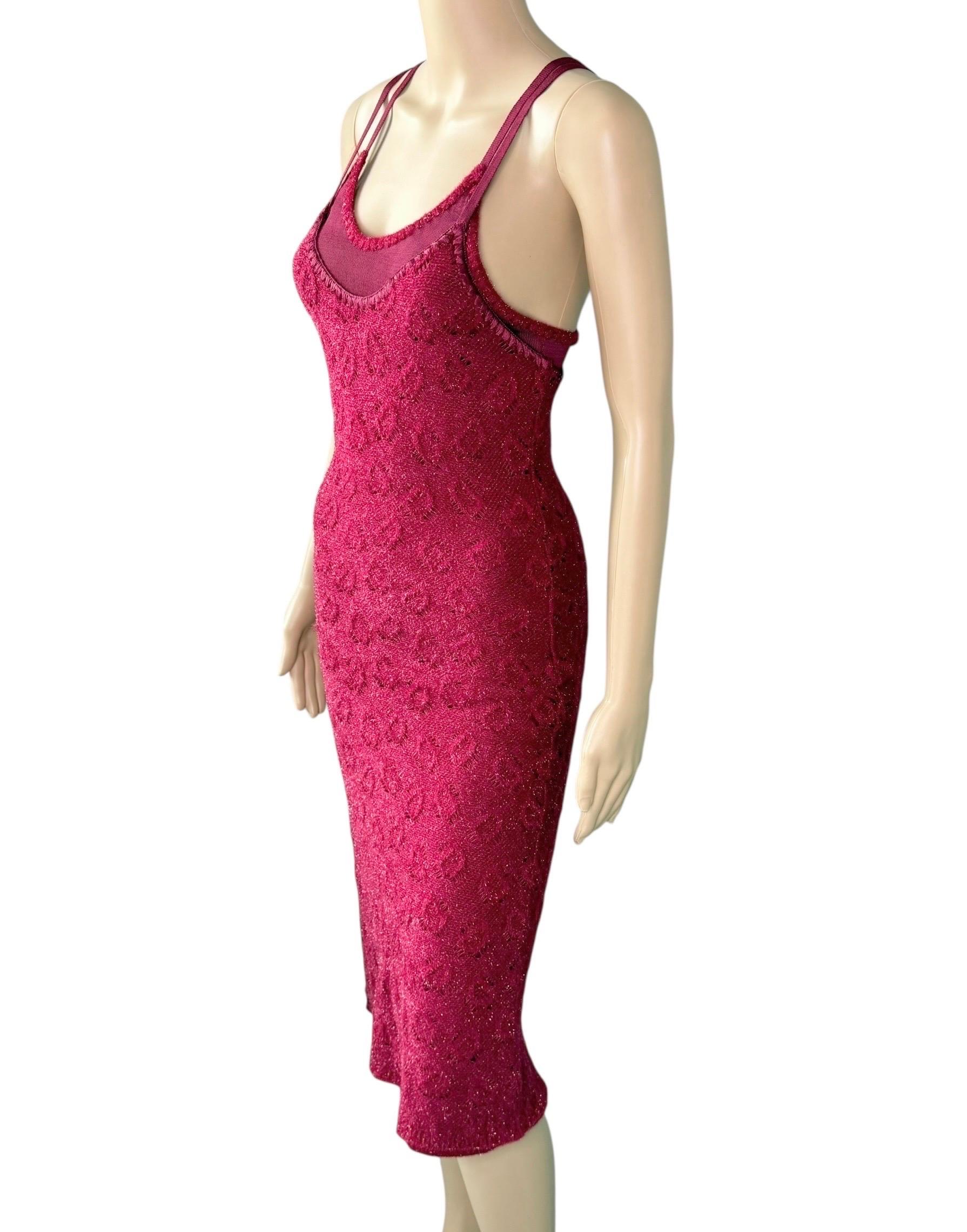 John Galliano F/W 2000 Offener Metallic-Slip Bodycon Midikleid im Angebot 10