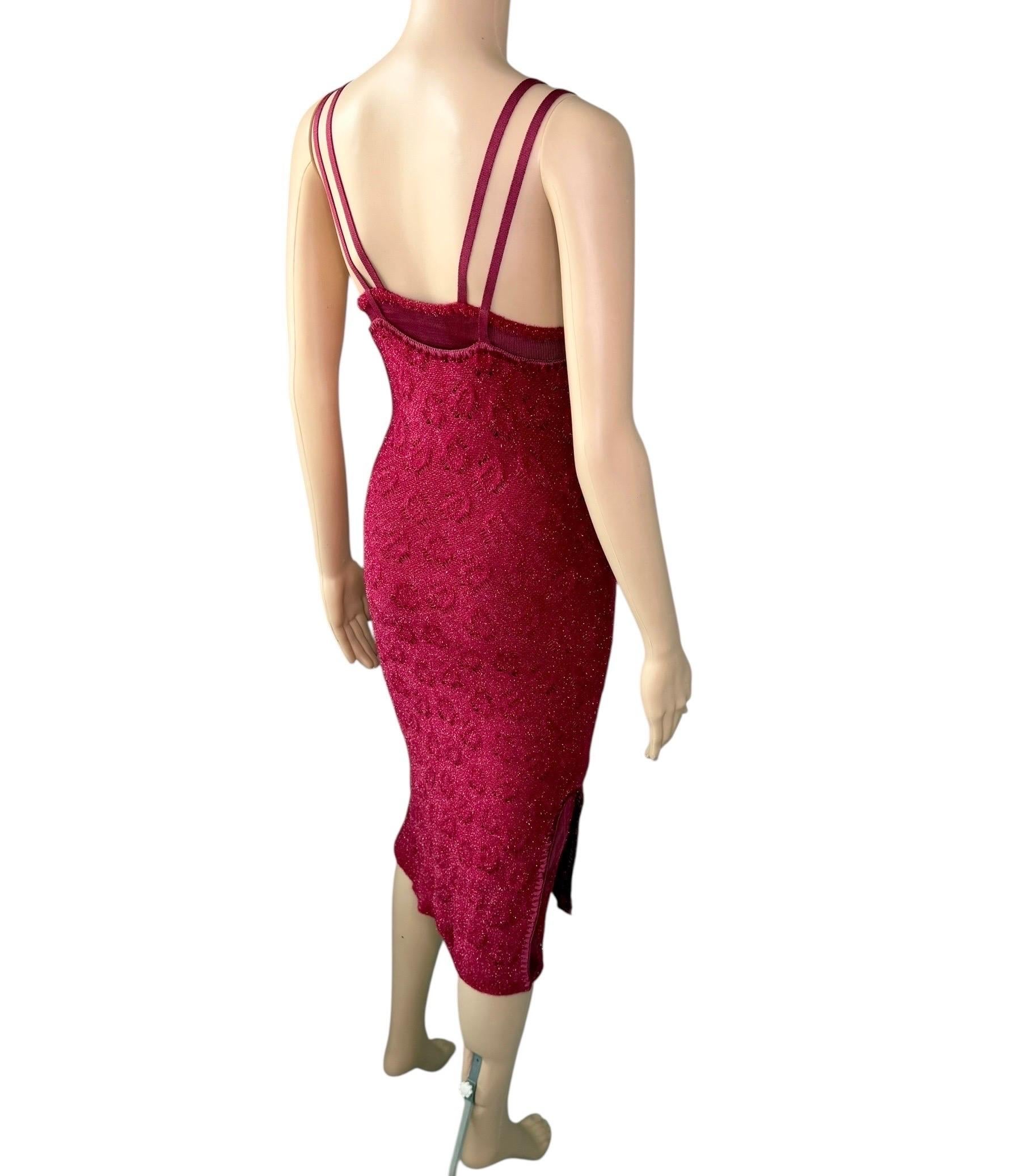 John Galliano F/W 2000 Offener Metallic-Slip Bodycon Midikleid im Angebot 11