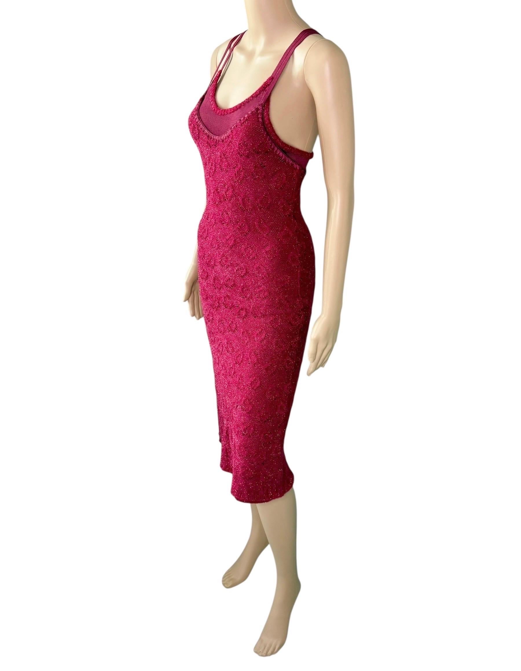 John Galliano F/W 2000 Offener Metallic-Slip Bodycon Midikleid im Angebot 12