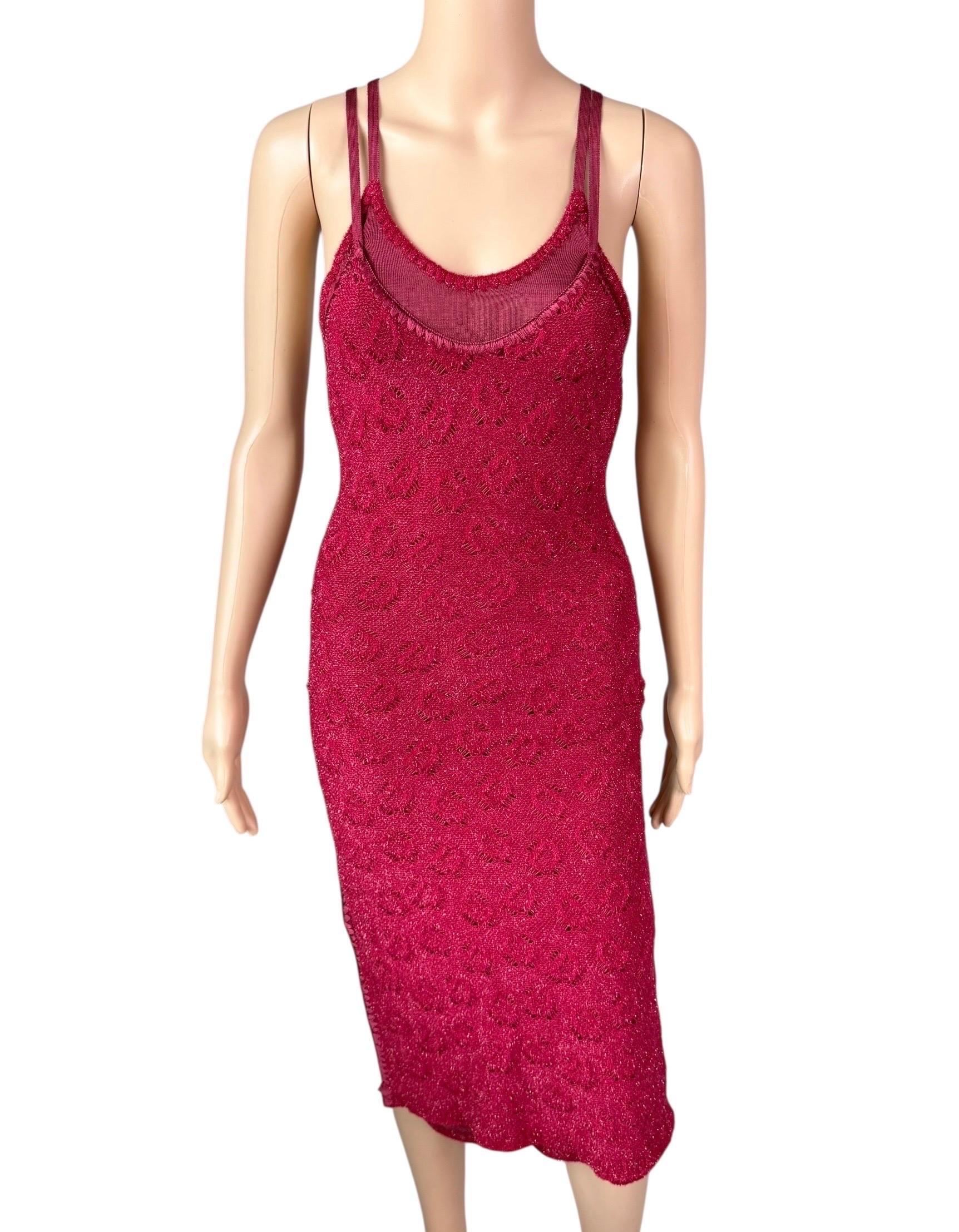 John Galliano F/W 2000 Offener Metallic-Slip Bodycon Midikleid im Zustand „Gut“ im Angebot in Naples, FL