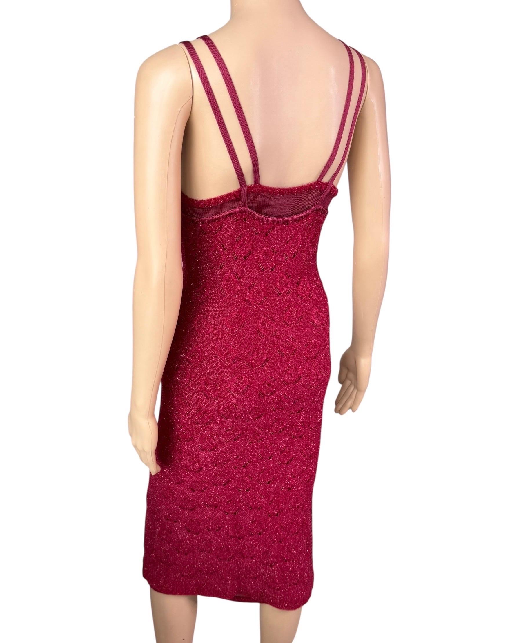 John Galliano F/W 2000 Offener Metallic-Slip Bodycon Midikleid für Damen oder Herren im Angebot