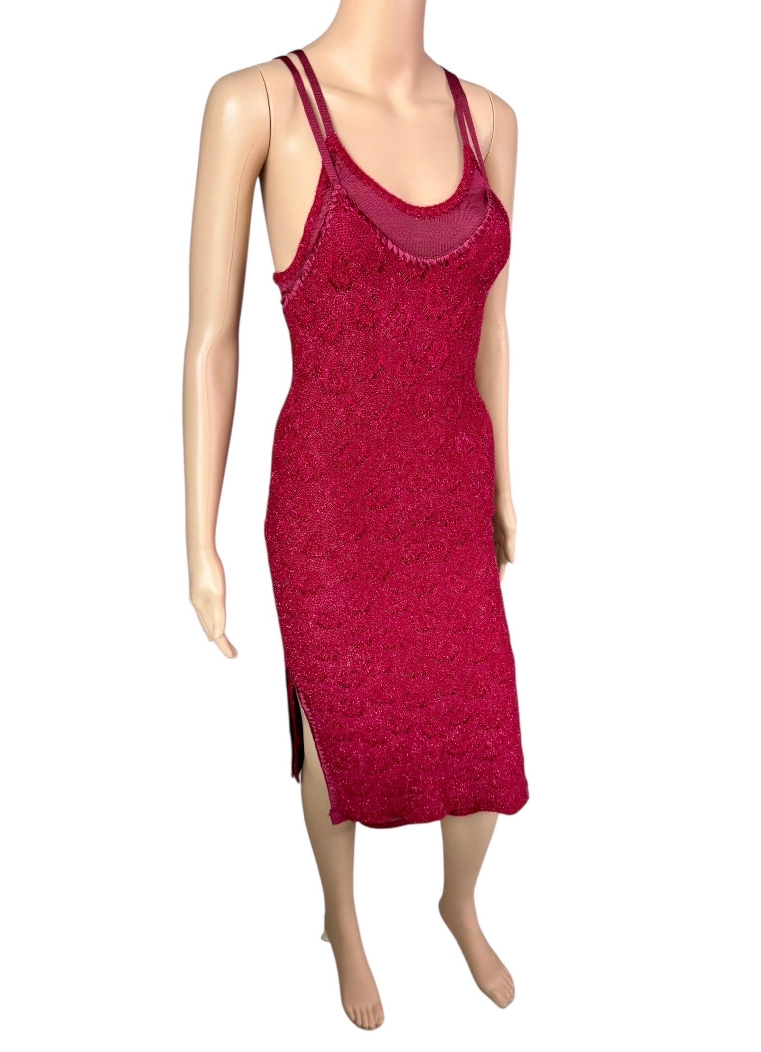 John Galliano F/W 2000 Offener Metallic-Slip Bodycon Midikleid im Angebot 1
