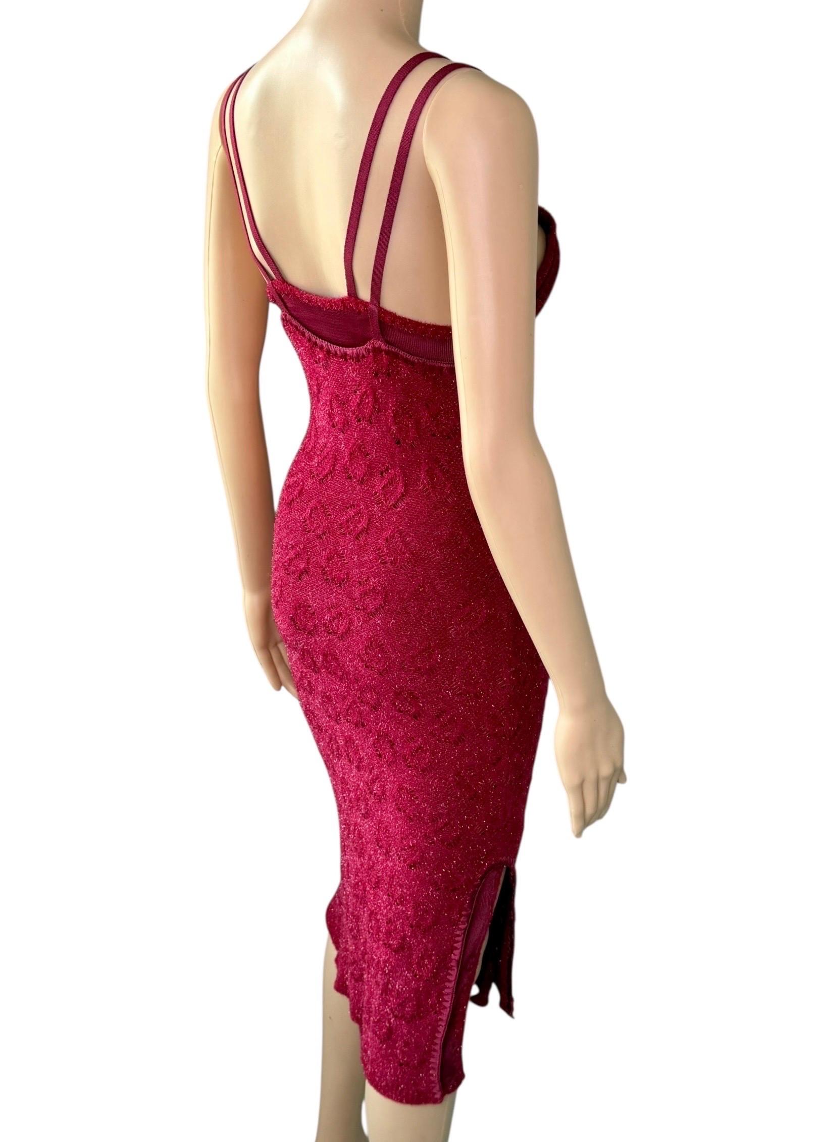 John Galliano F/W 2000 Offener Metallic-Slip Bodycon Midikleid im Angebot 2