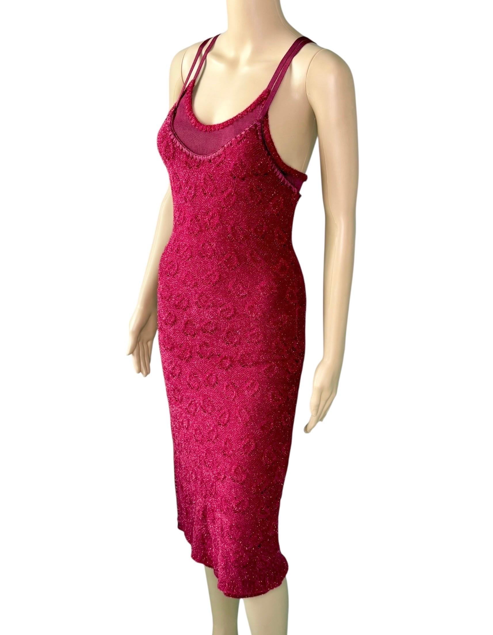 John Galliano F/W 2000 Offener Metallic-Slip Bodycon Midikleid im Angebot 3