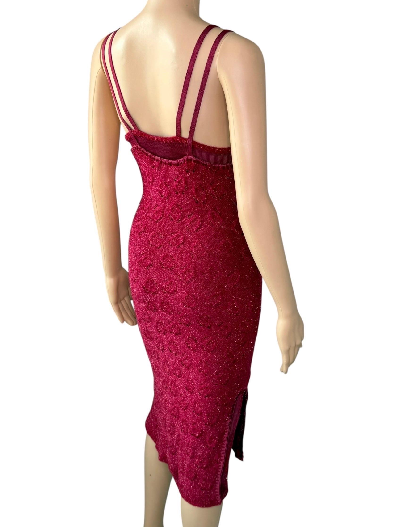 John Galliano F/W 2000 Offener Metallic-Slip Bodycon Midikleid im Angebot 4