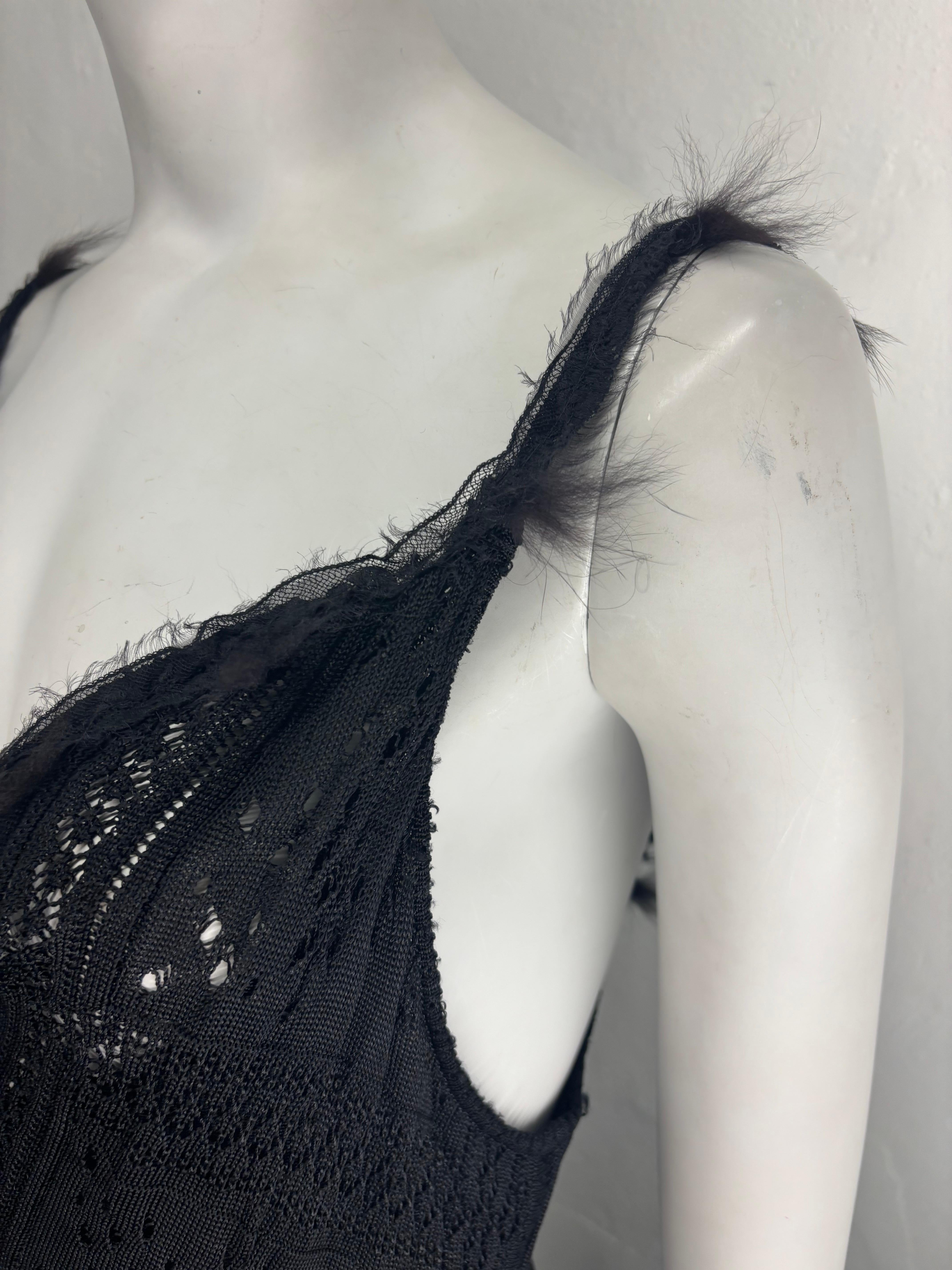 John Galliano F/W 2001 black lace knit dress with fur appliqués 3