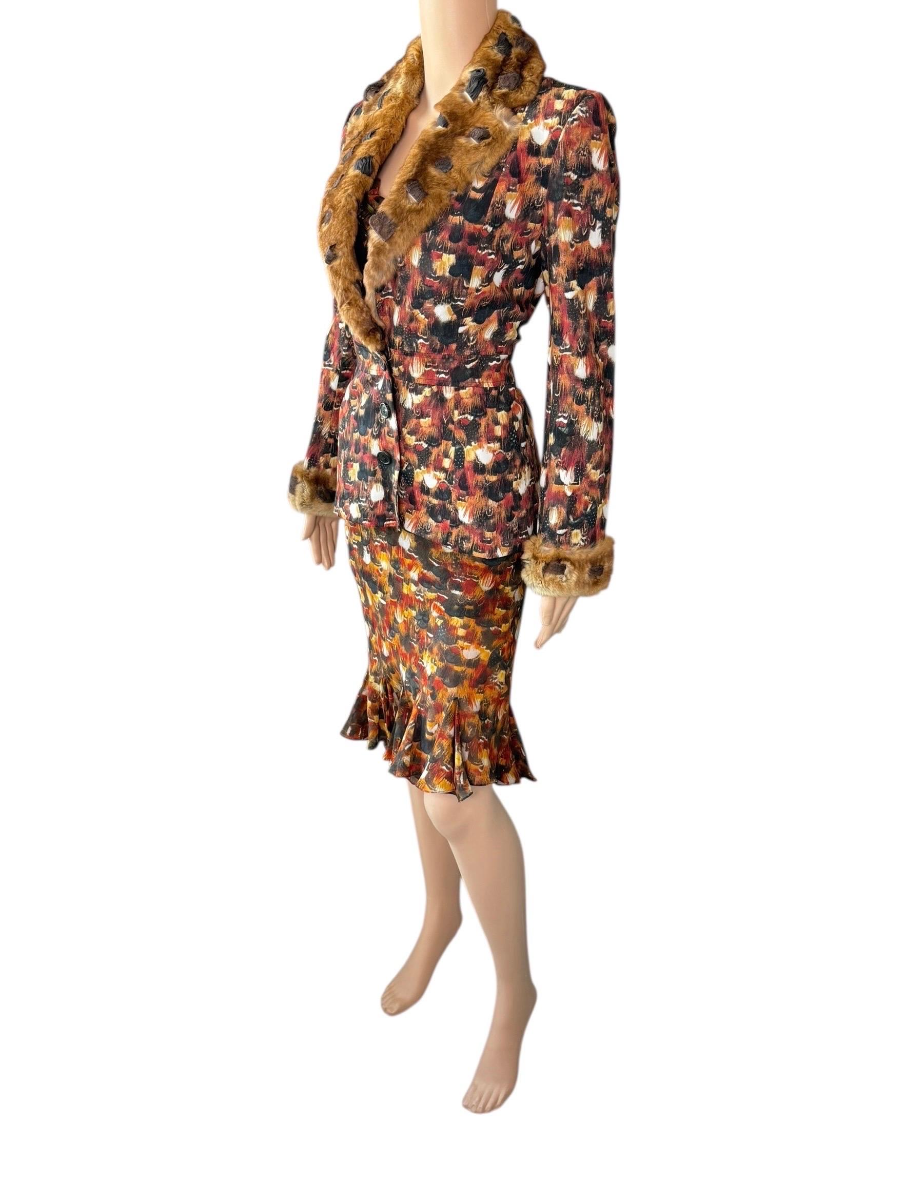John Galliano A/I 2001 Giacca di pelliccia, blazer e abito 2 pezzi in vendita 8