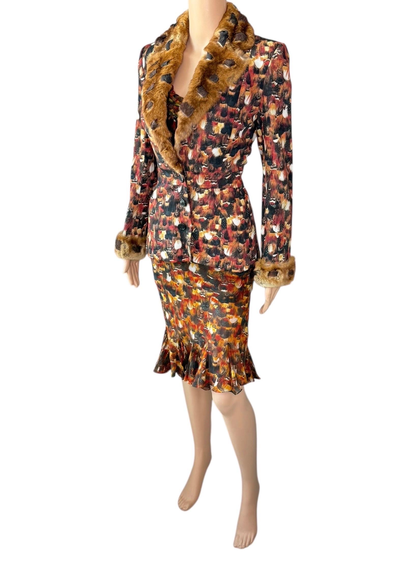 John Galliano A/I 2001 Giacca di pelliccia, blazer e abito 2 pezzi in vendita 11
