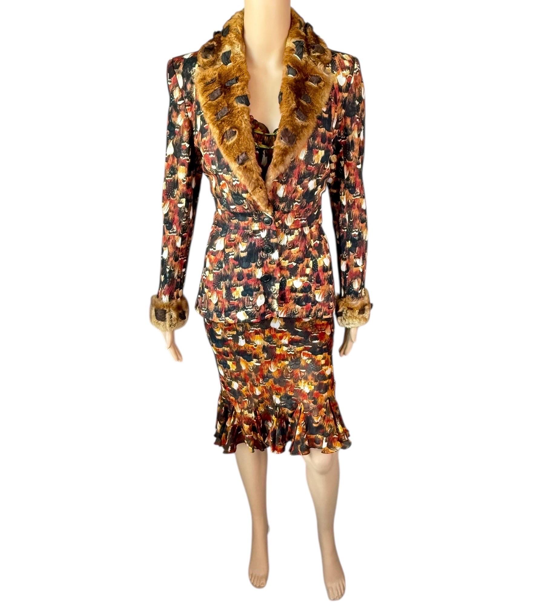 John Galliano A/I 2001 Giacca di pelliccia, blazer e abito 2 pezzi in vendita 12