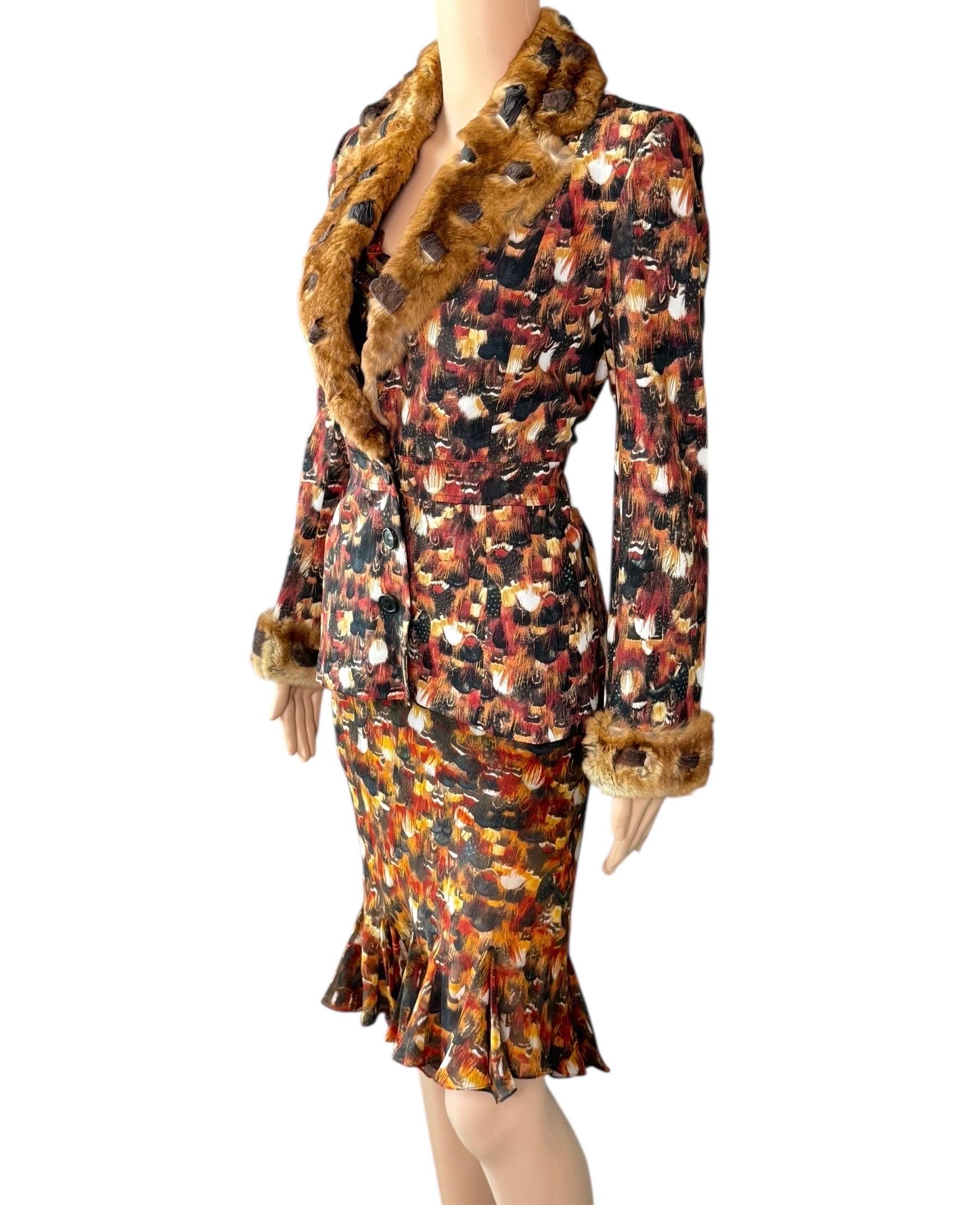 John Galliano A/I 2001 Giacca di pelliccia, blazer e abito 2 pezzi in vendita 1