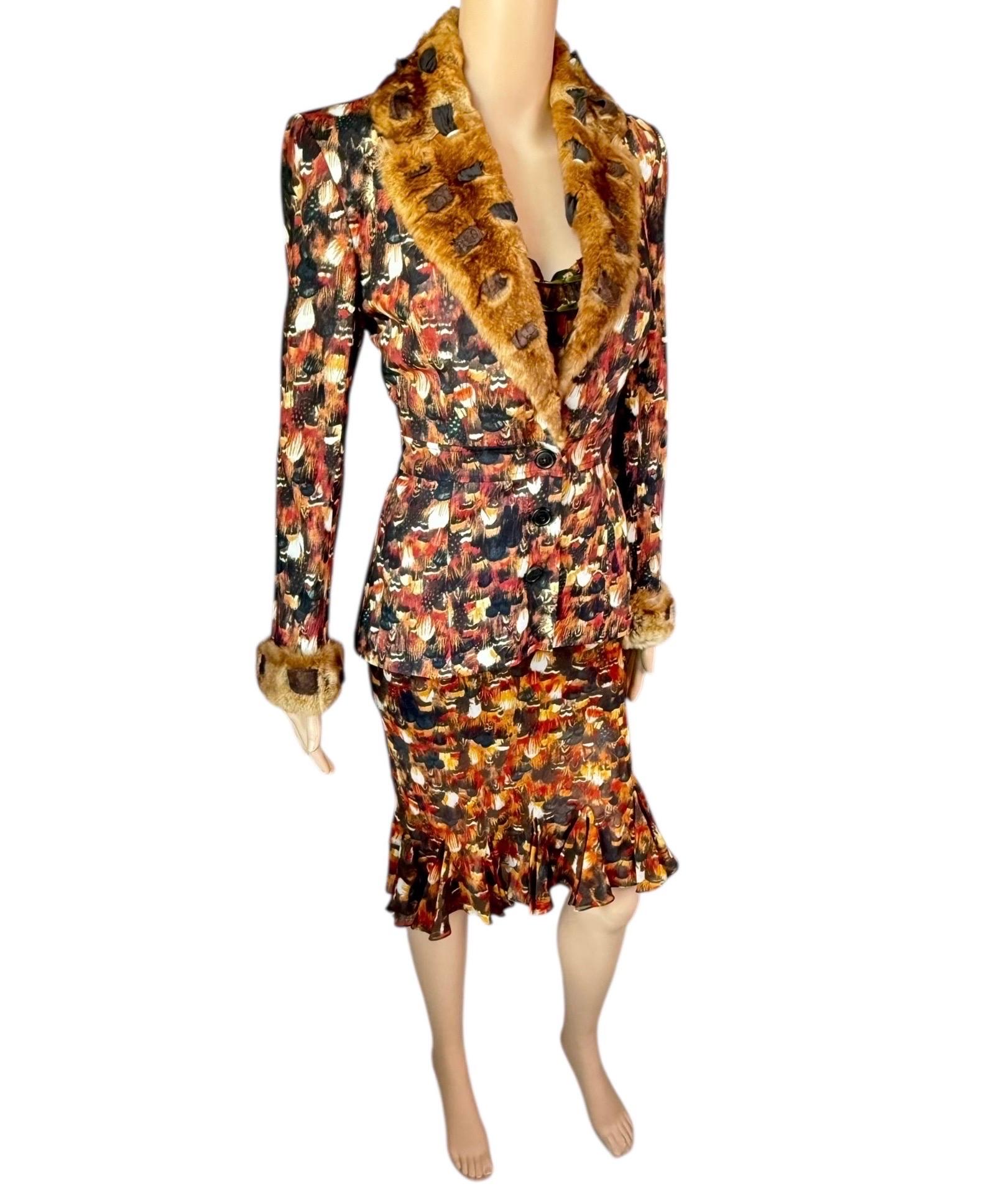 John Galliano A/I 2001 Giacca di pelliccia, blazer e abito 2 pezzi in vendita 3