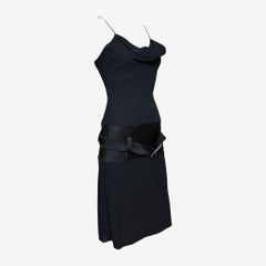 John Galliano F/W 2002 Black Belted Wool Crepe Mini Dress