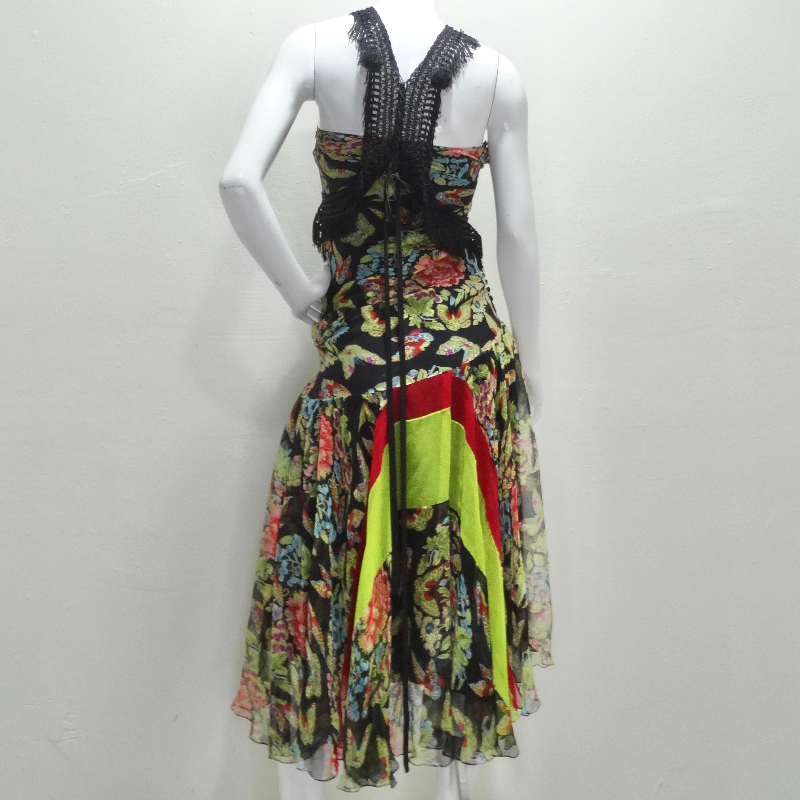 John Galliano F/W 2002 Esquimeau Printed Silk Bias Cut Dress For Sale 7