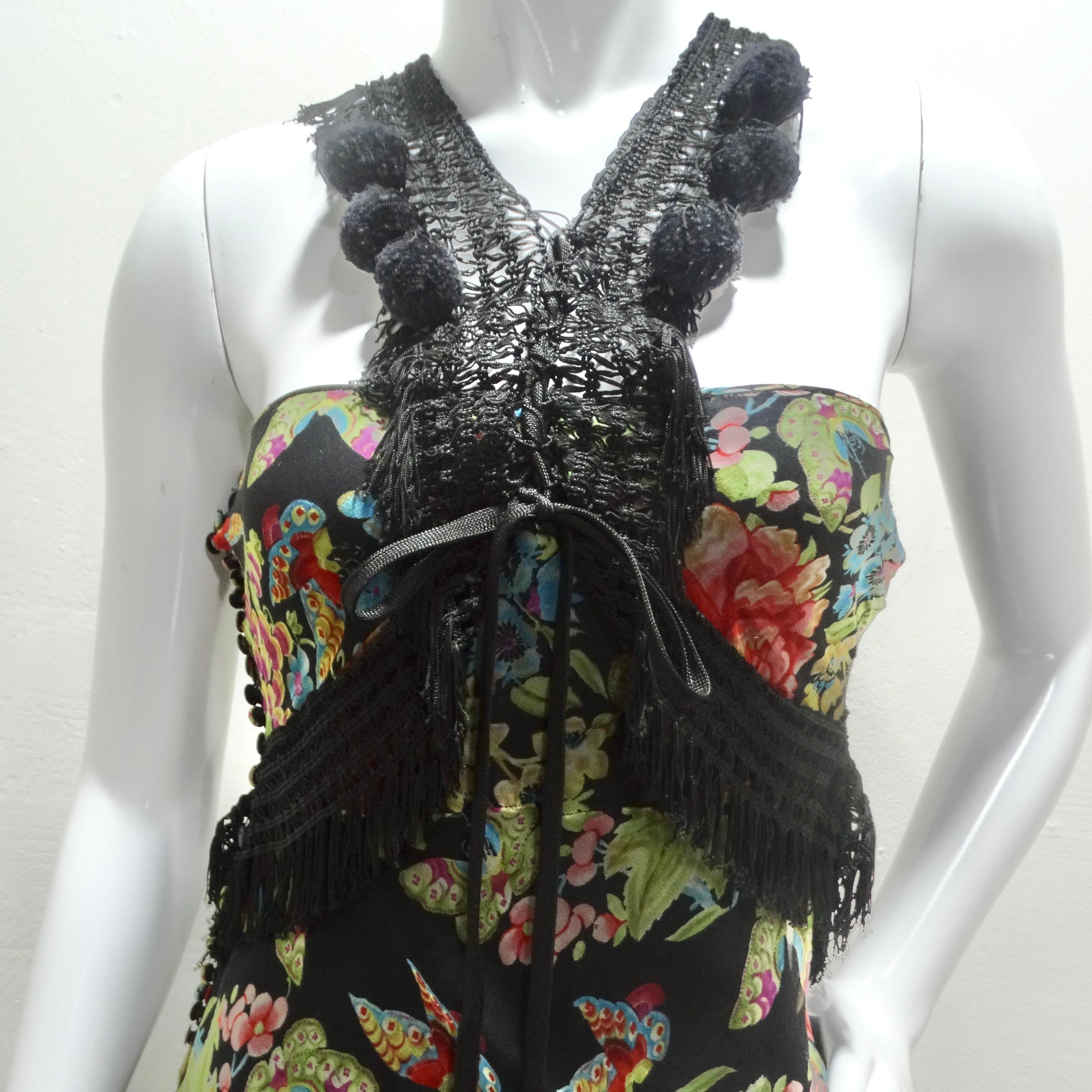 John Galliano F/W 2002 Esquimeau Printed Silk Bias Cut Dress In Good Condition For Sale In Scottsdale, AZ