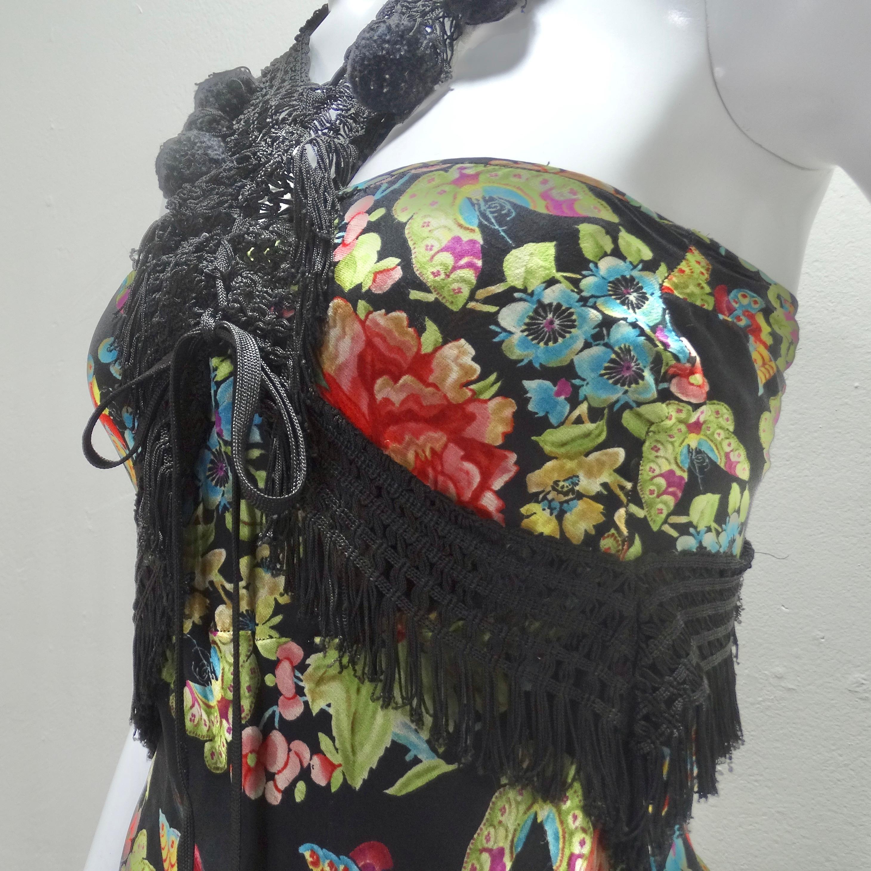 John Galliano F/W 2002 Esquimeau Printed Silk Bias Cut Dress For Sale 3