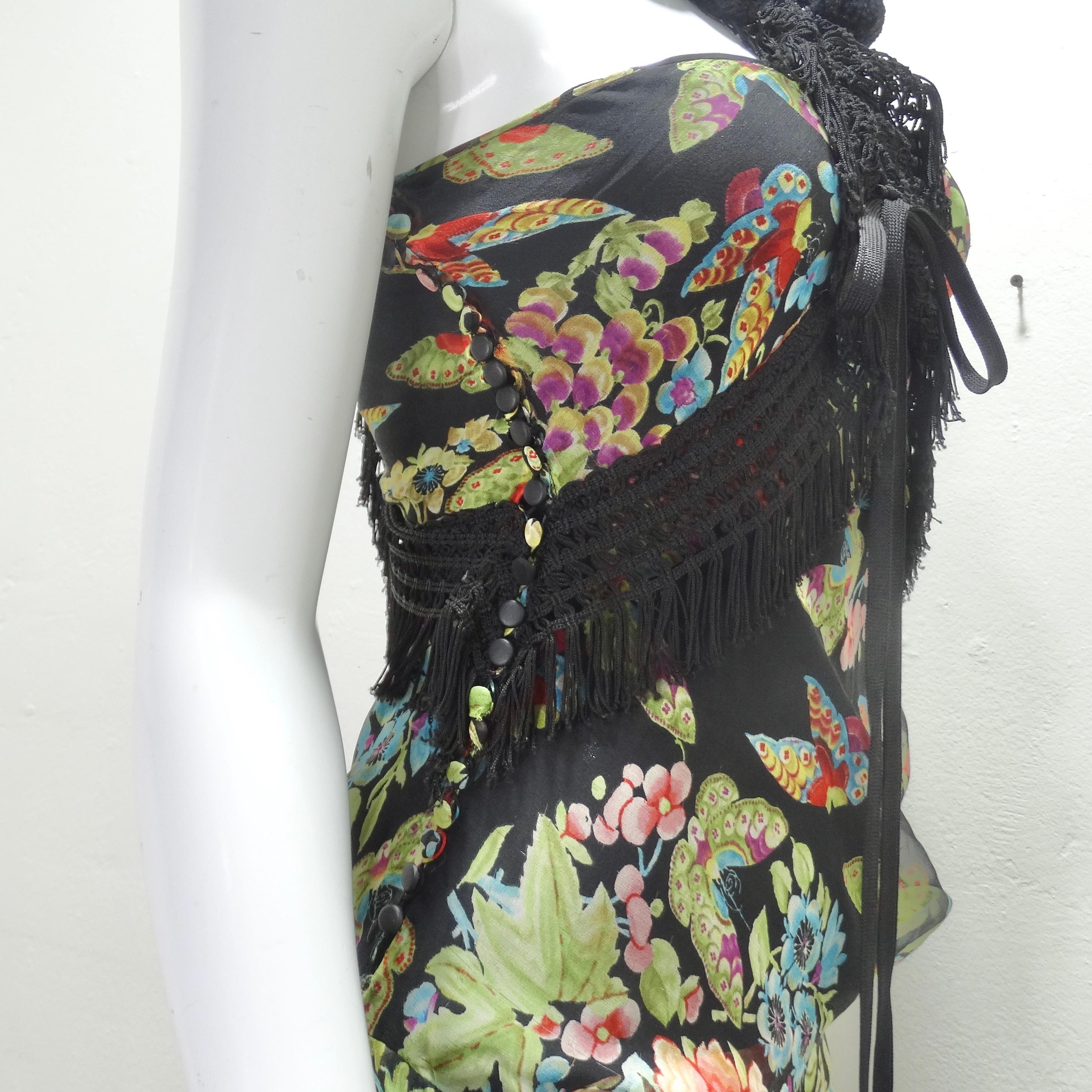 John Galliano F/W 2002 Esquimeau Printed Silk Bias Cut Dress For Sale 5