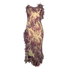 John Galliano F/W 2003 pink “Toile de Jouy” ruffled silk dress