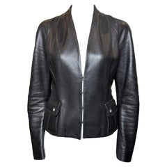 John Galliano F/W 2004 Black Leather Blazer with Crystal Details