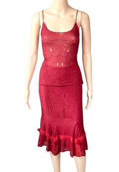 John Galliano F/W 2004 Open Knit Top and Skirt 2 Piece Set Ensemble