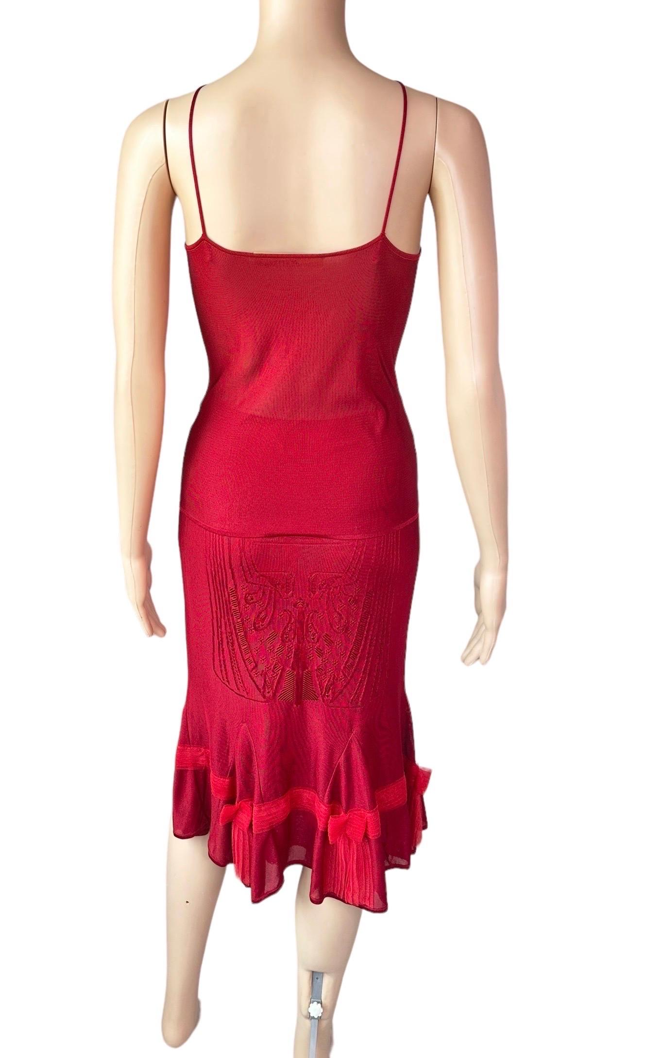 John Galliano F/W 2004 Open Knit Top and Skirt 2 Piece Set Ensemble In Good Condition For Sale In Naples, FL