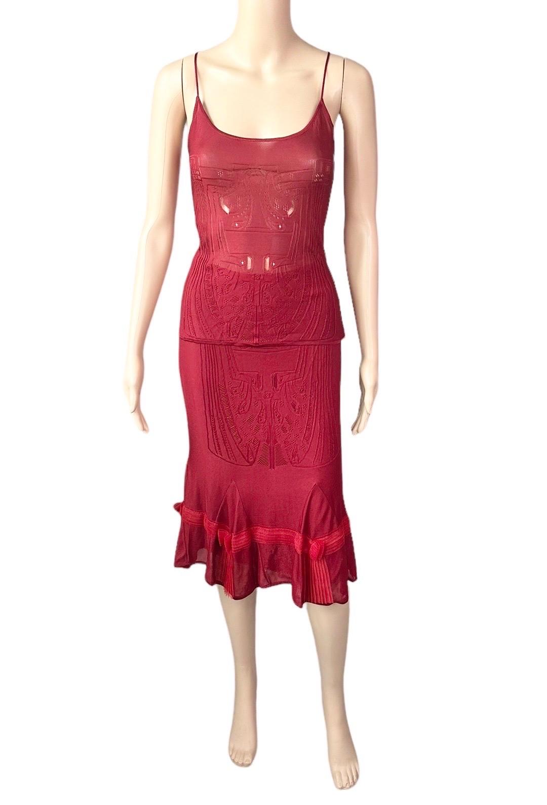 Women's John Galliano F/W 2004 Open Knit Top and Skirt 2 Piece Set Ensemble For Sale
