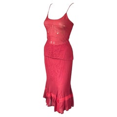 Conjunto de 2 piezas de top y falda de punto abierto John Galliano F/W 2004