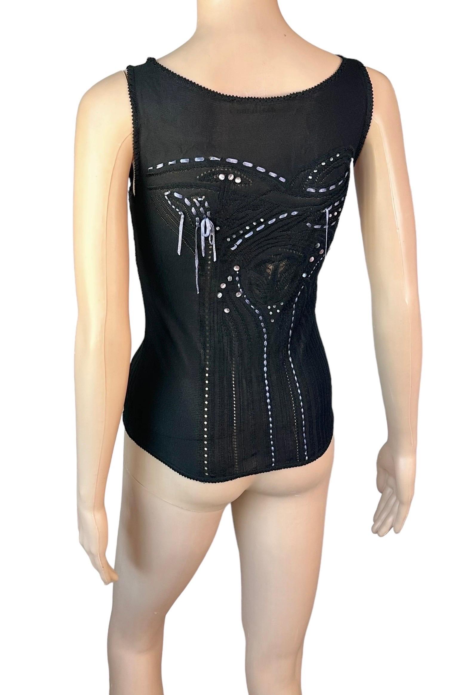 John Galliano A/I 2004 - Top semi trasparente a maglia aperta - John Black In condizioni buone in vendita a Naples, FL