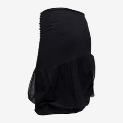John Galliano F/W 2006 Black Ruched Bubble Mini Skirt With Covered-Button Placket And Sheer Hem Frill