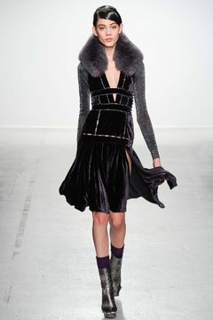JOHN GALLIANO F/W 2014 Velvet Runway Dress With Cut Outs & Crystals